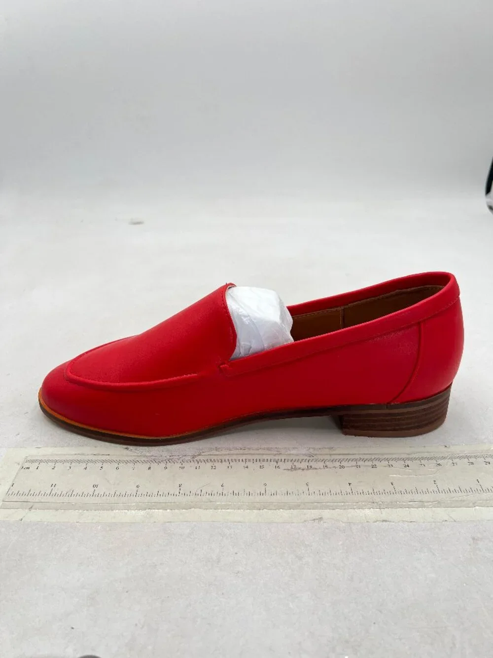 FOWT Red Women's Wide Width Loafer Shoes Slip On Low Block Stripped Heel Loafer